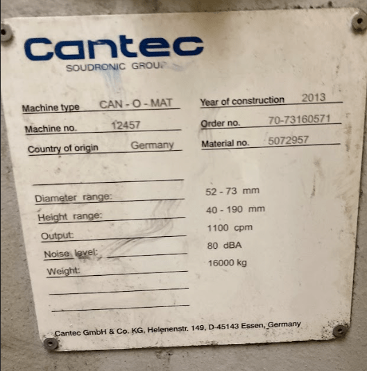 Krupp Can-O-Mat 12 Heads Necker/Flanger/Seamer